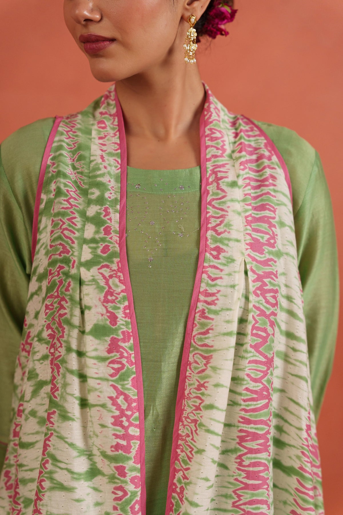 Pista Overlay A-line Kurta