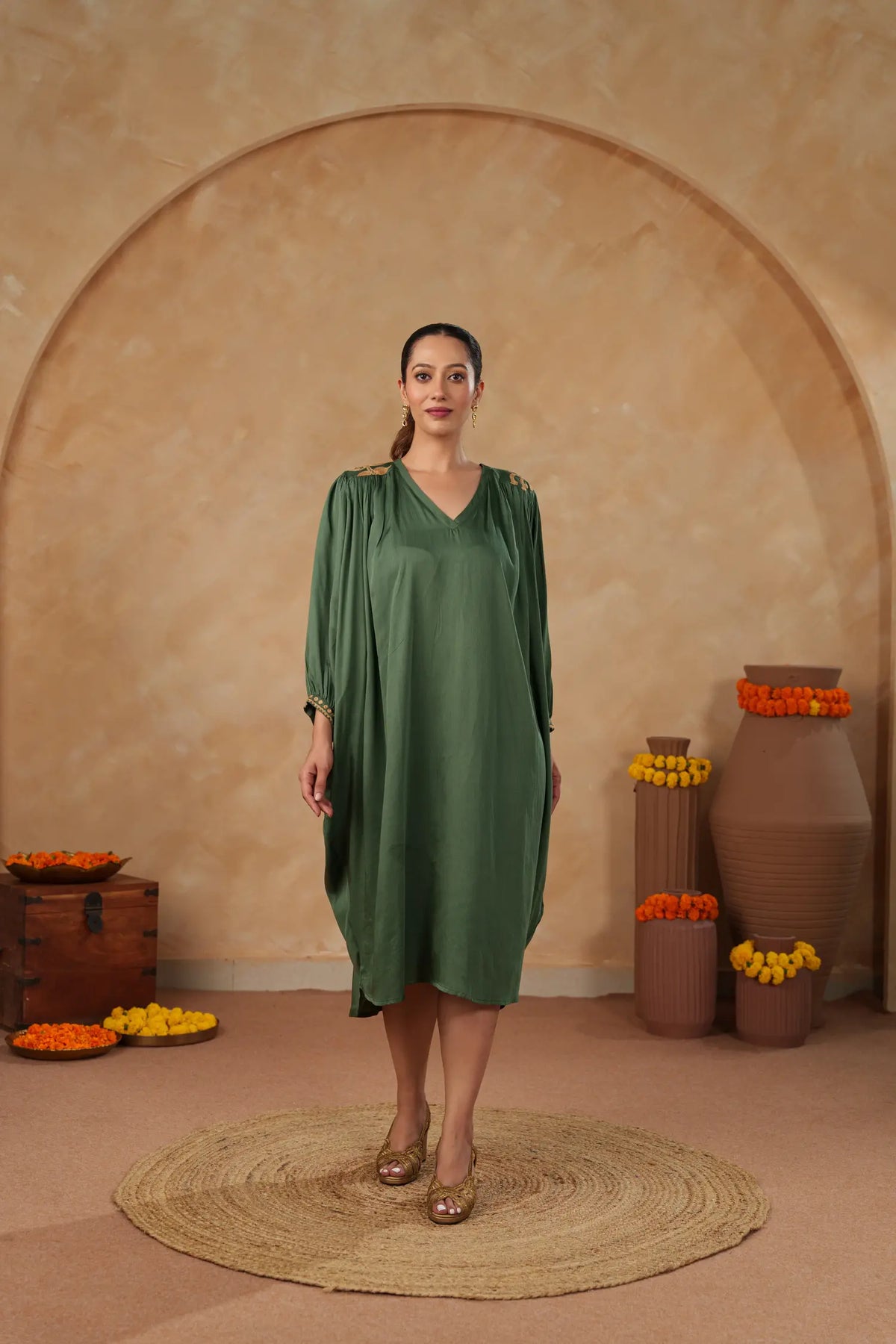 Dolman Dress - Moss Green