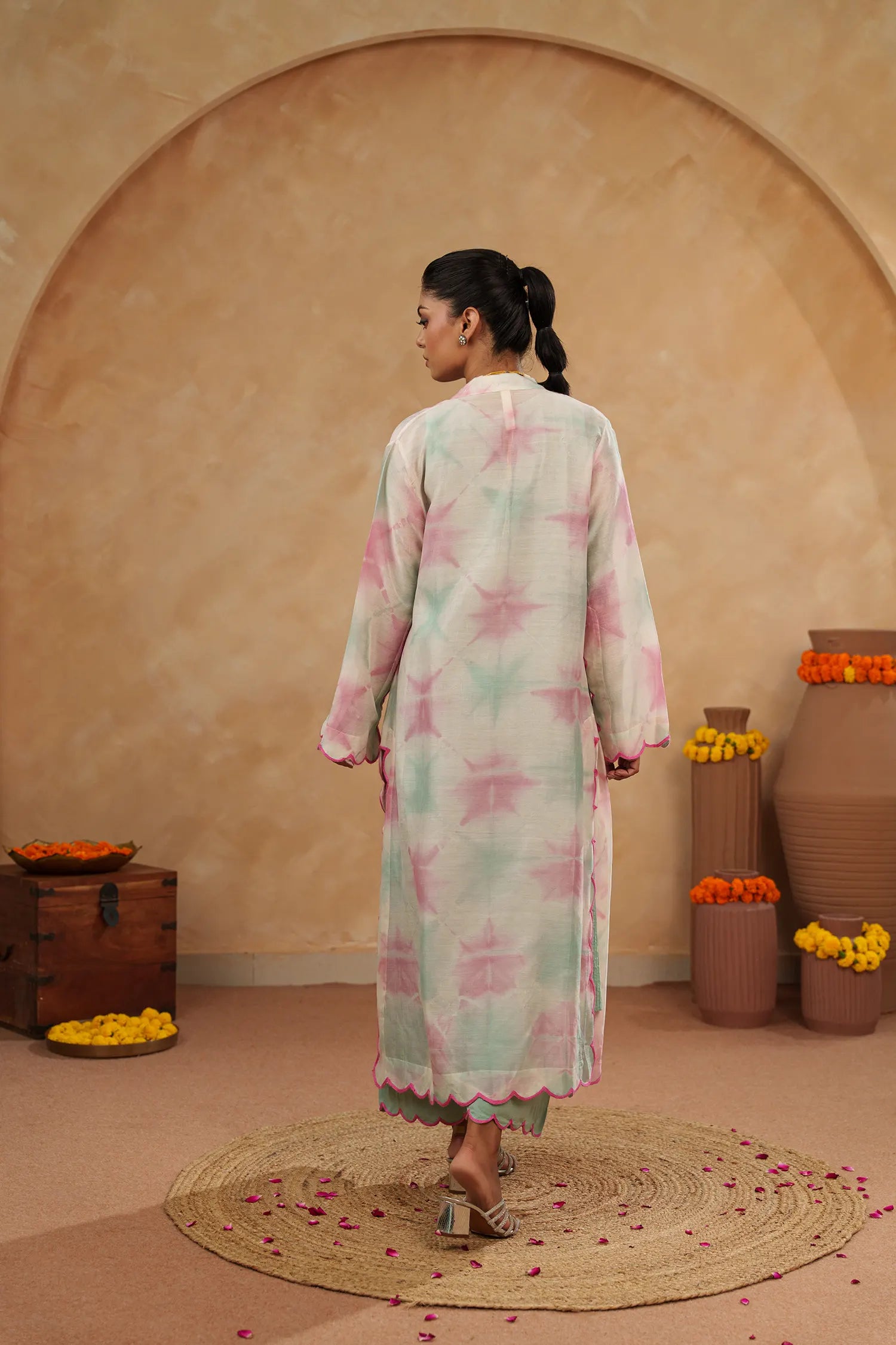 Rose Overlay Jacket Kurta