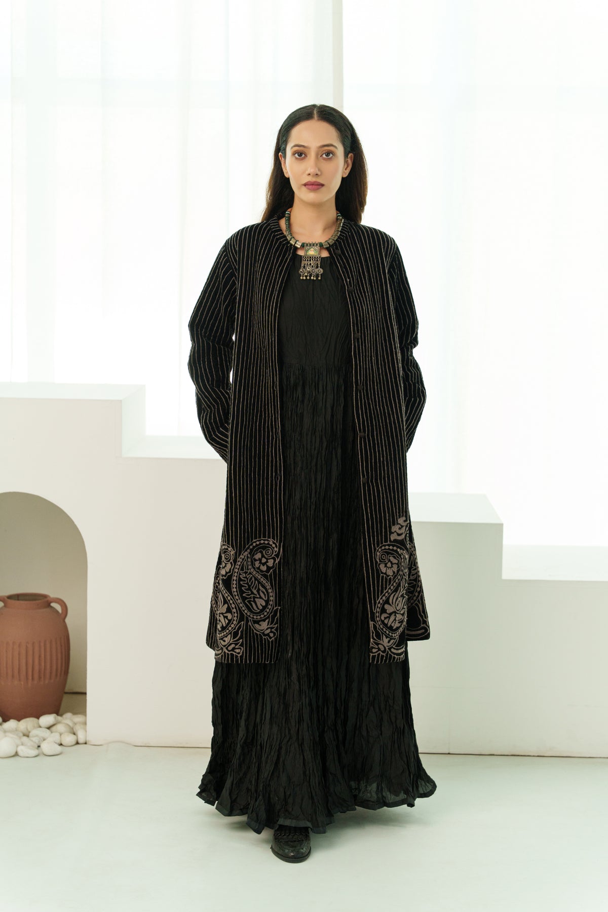 A-line Coat - Silk Velvet