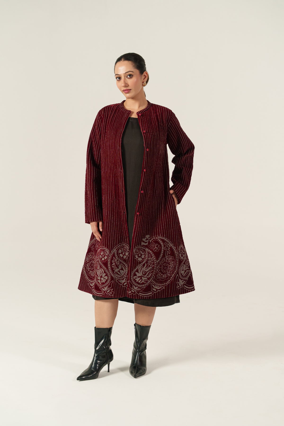 A-line Coat - Silk Velvet