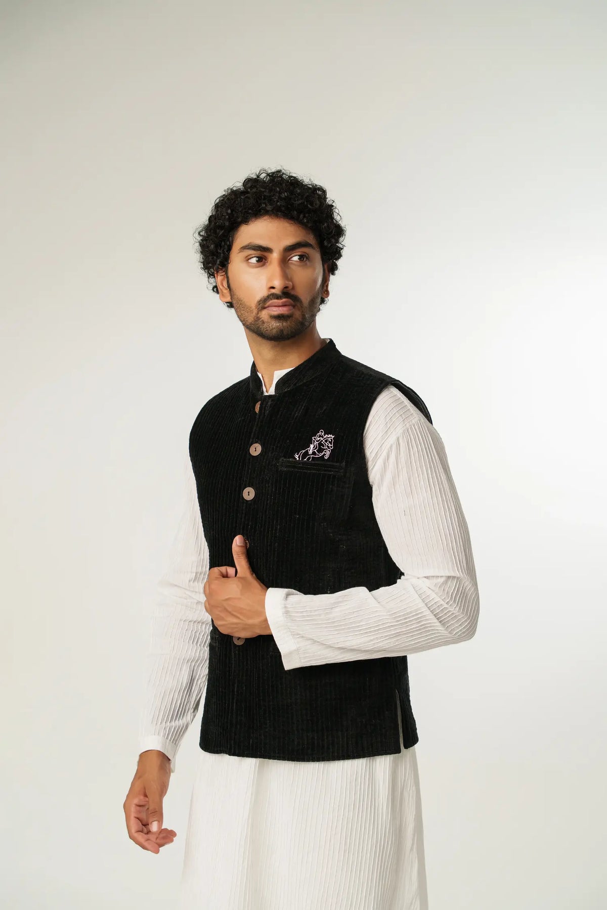 Men's Nehru Vest - Cotton Velvet