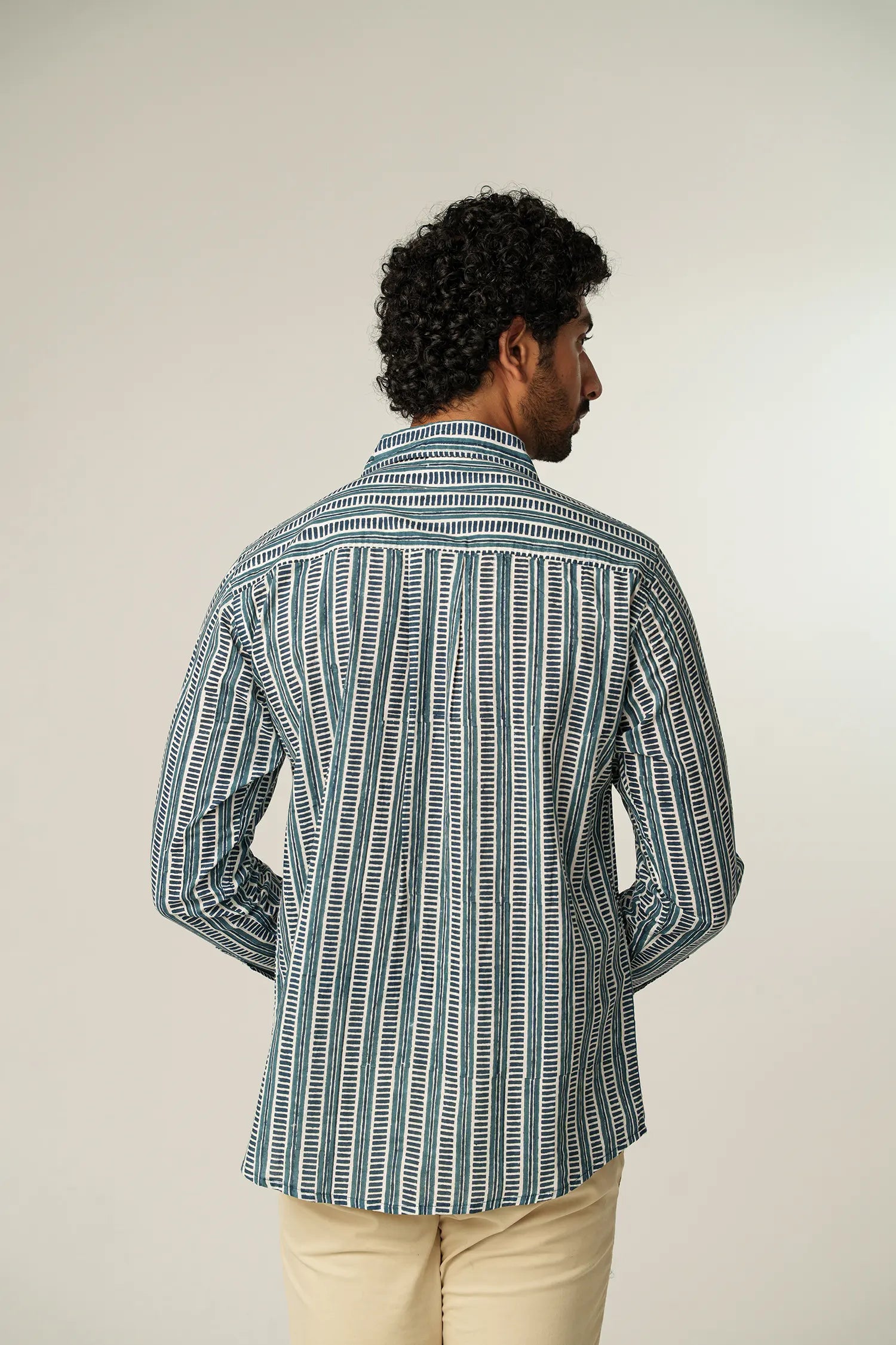 Men's Handblock Printed Office Shirt
