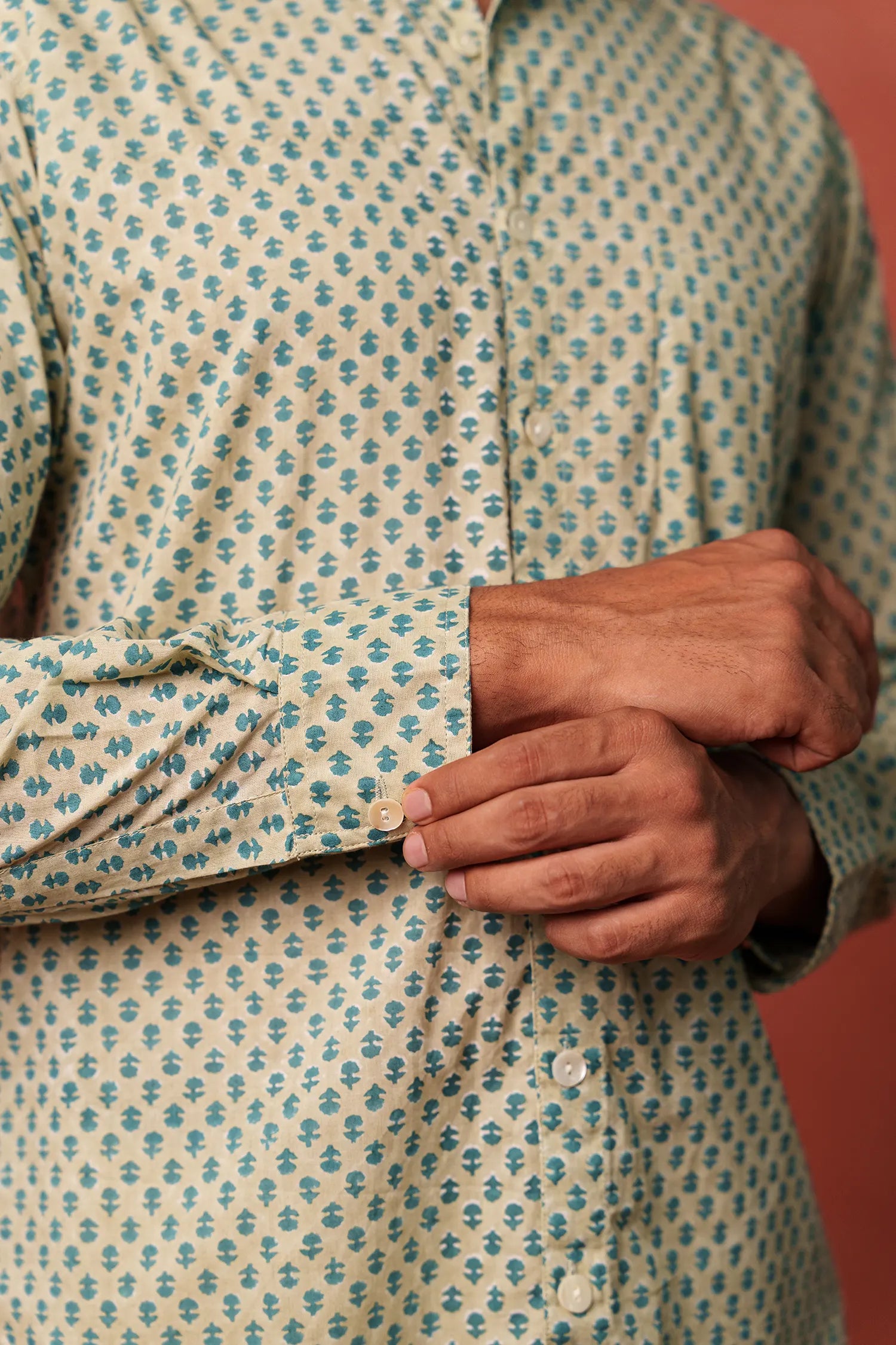 Men's Handblock Printed Office Shirt