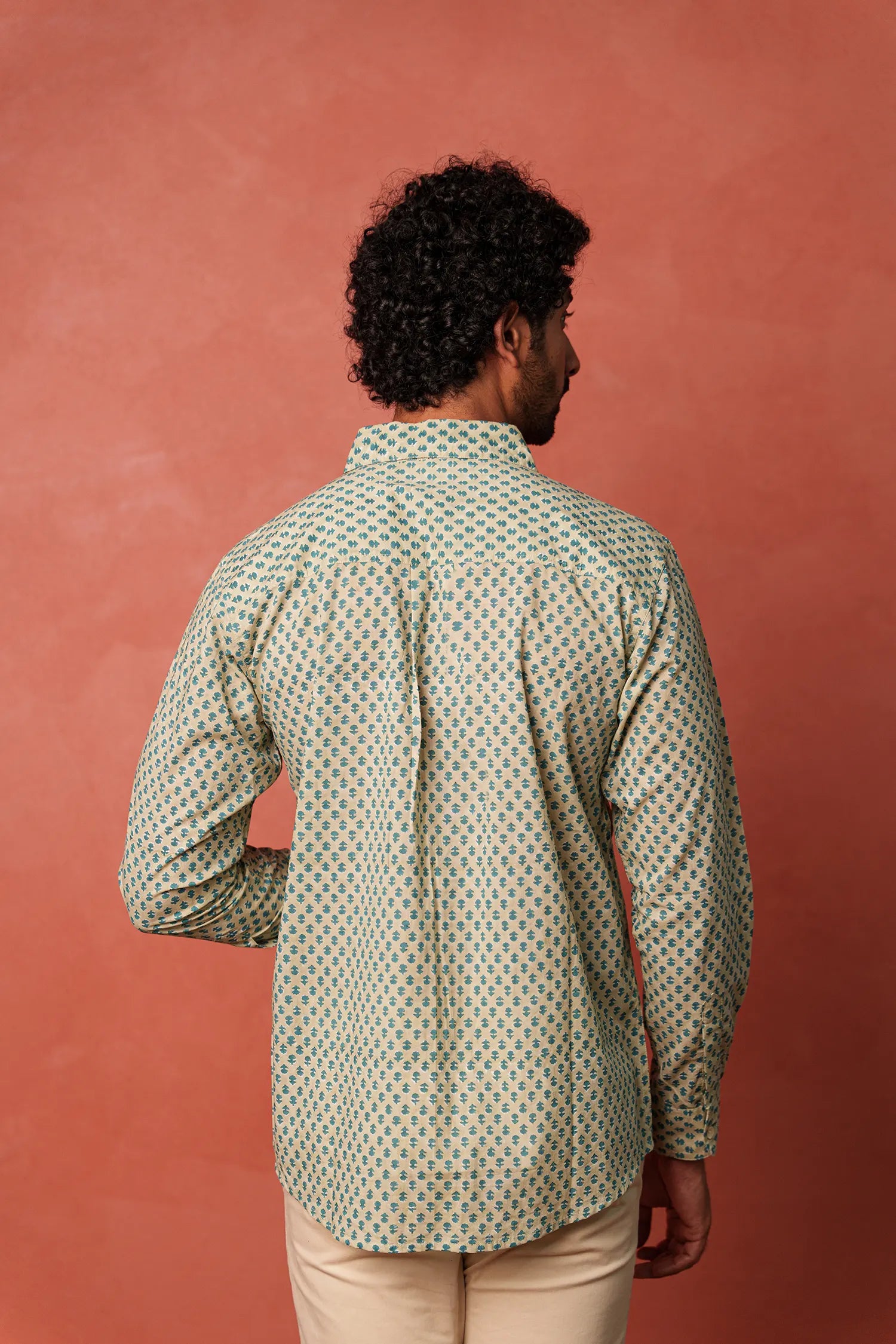 Men's Handblock Printed Office Shirt
