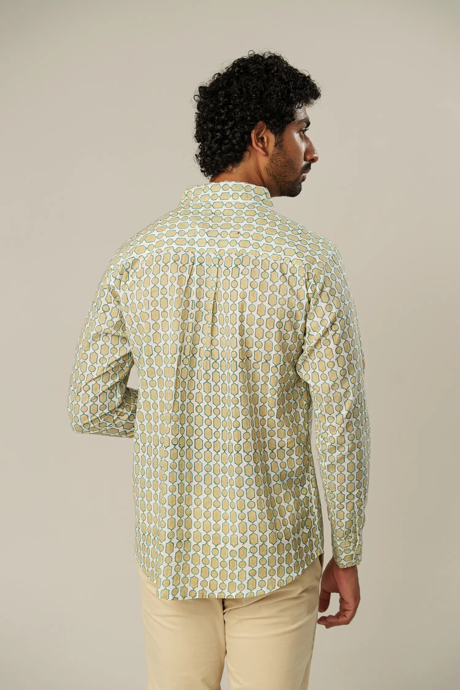 Men's Handblock Printed Office Shirt