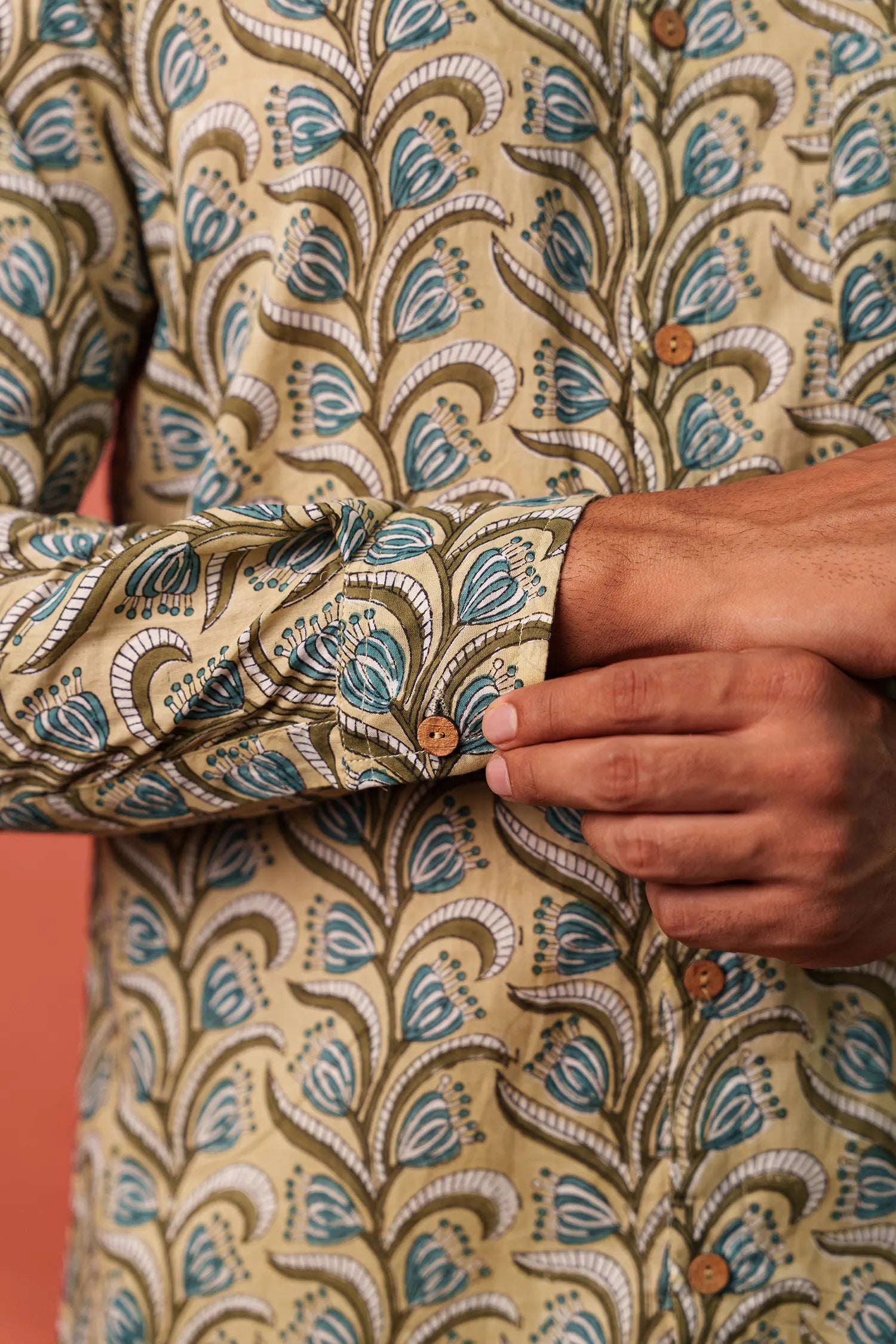 Men's Handblock Printed Office Shirt