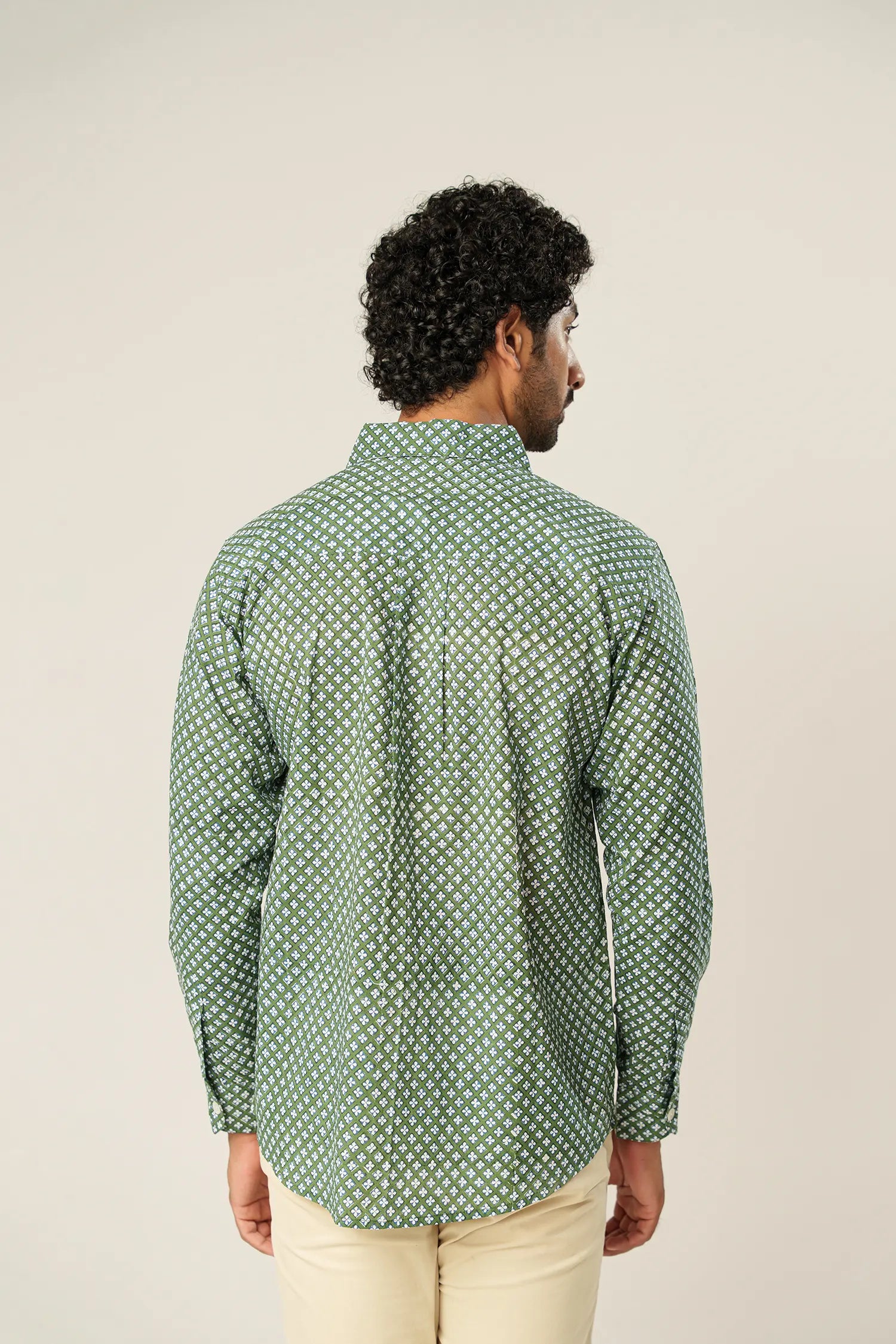 Men's Handblock Printed Office Shirt