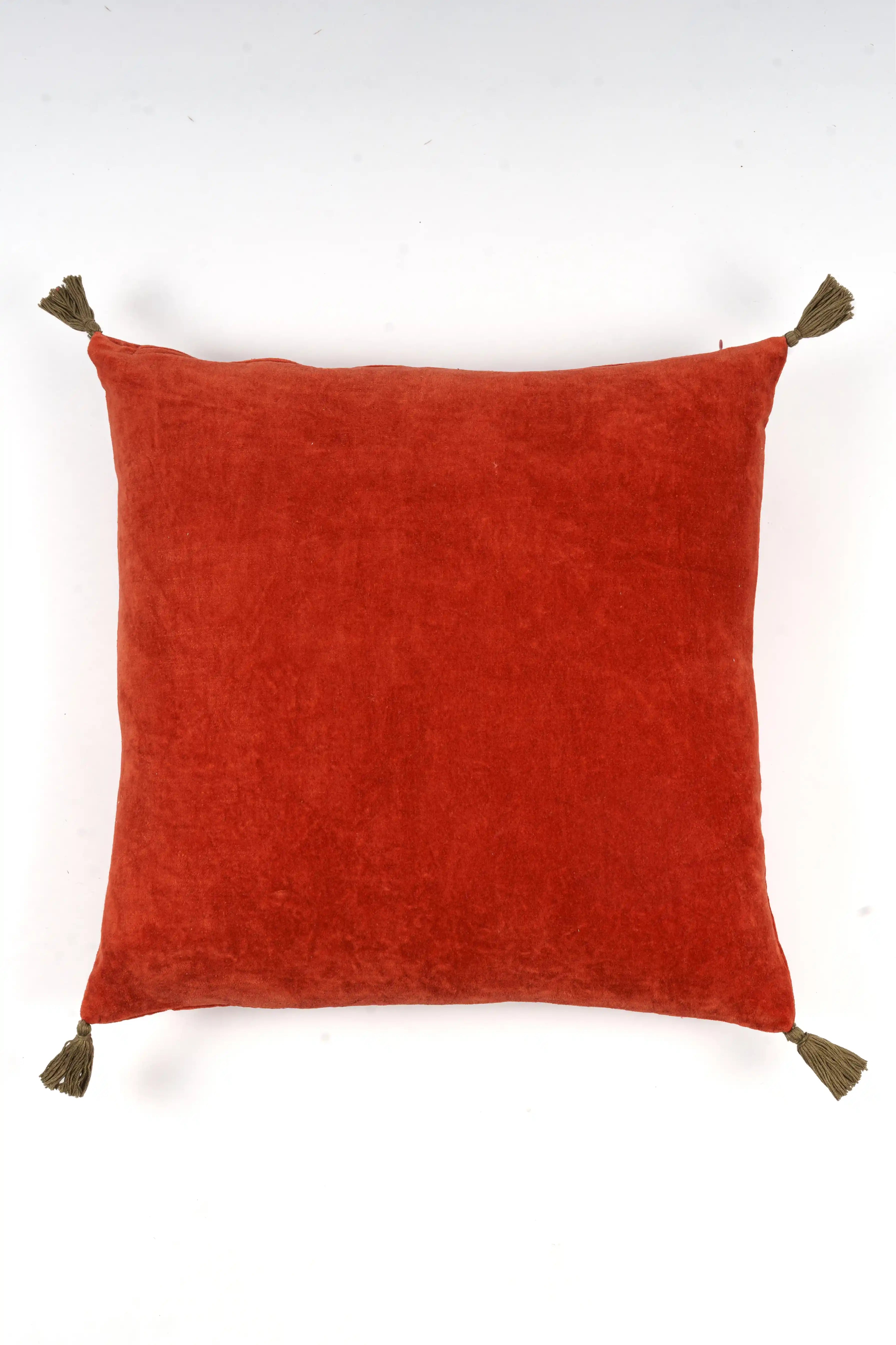 Cotton Velvet Cushion Cover - Rust
