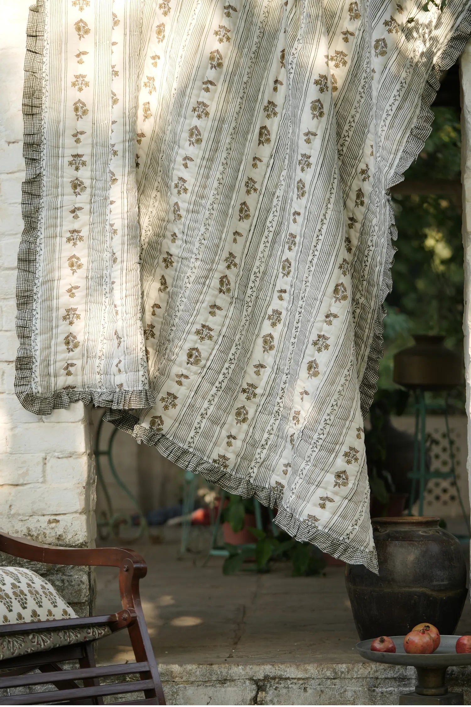 Gulnaar Stripe Ruffle Cotton Quilt