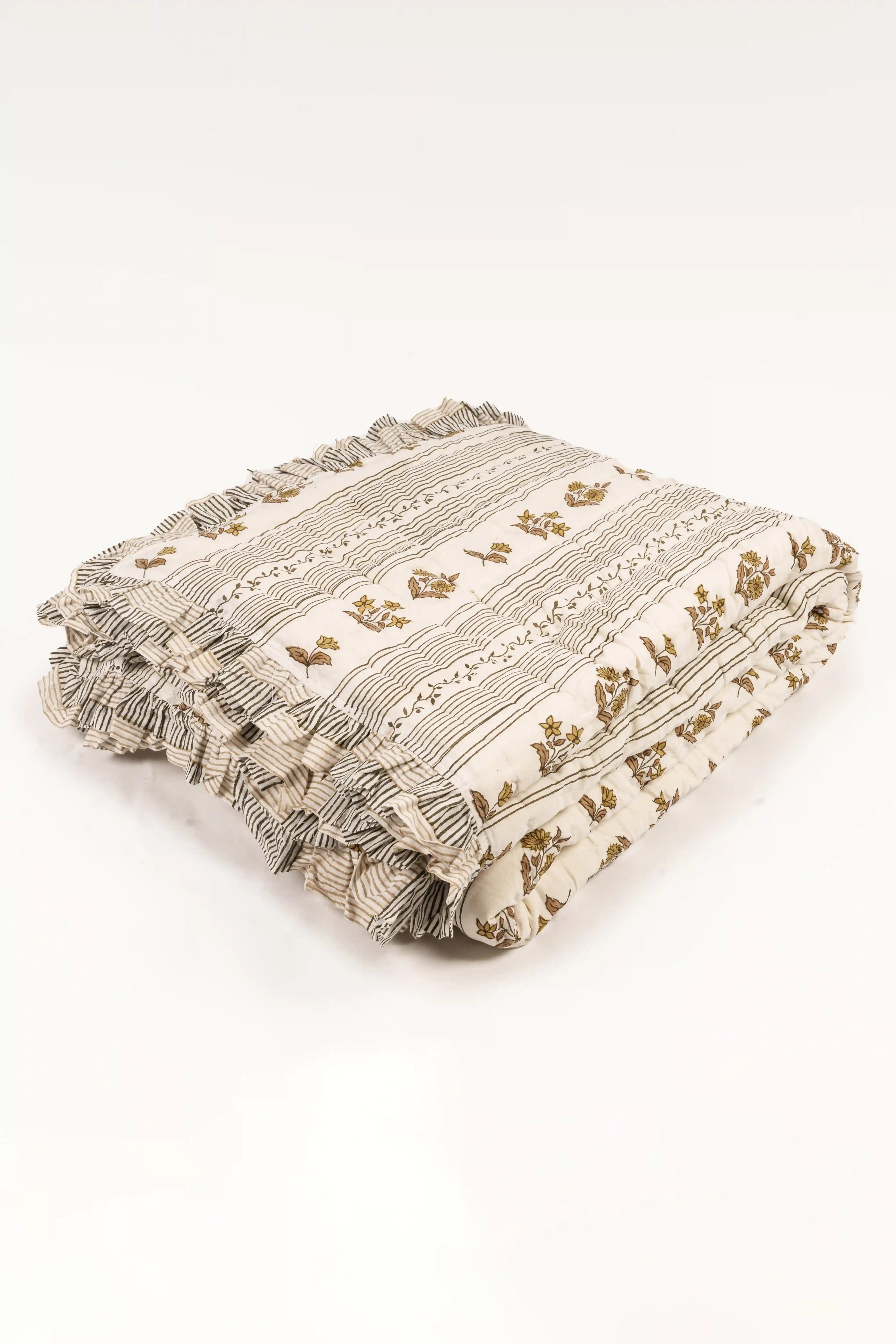 Gulnaar Stripe Ruffle Cotton Quilt