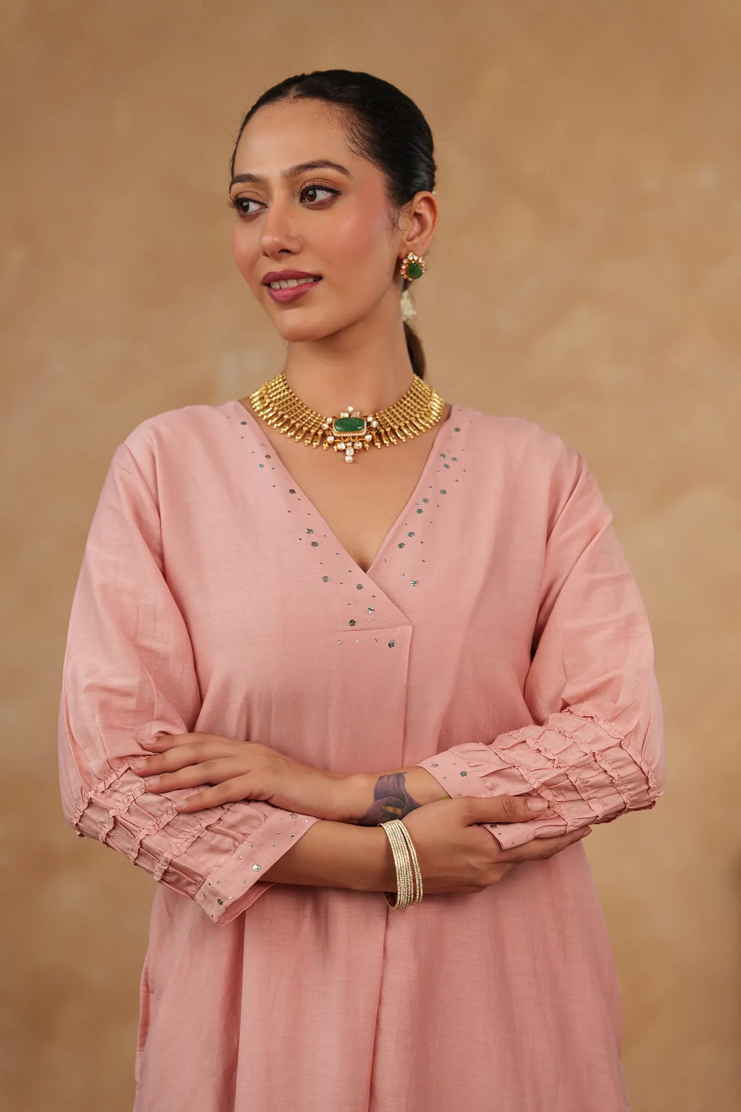 Gulnar Chanderi Kurta