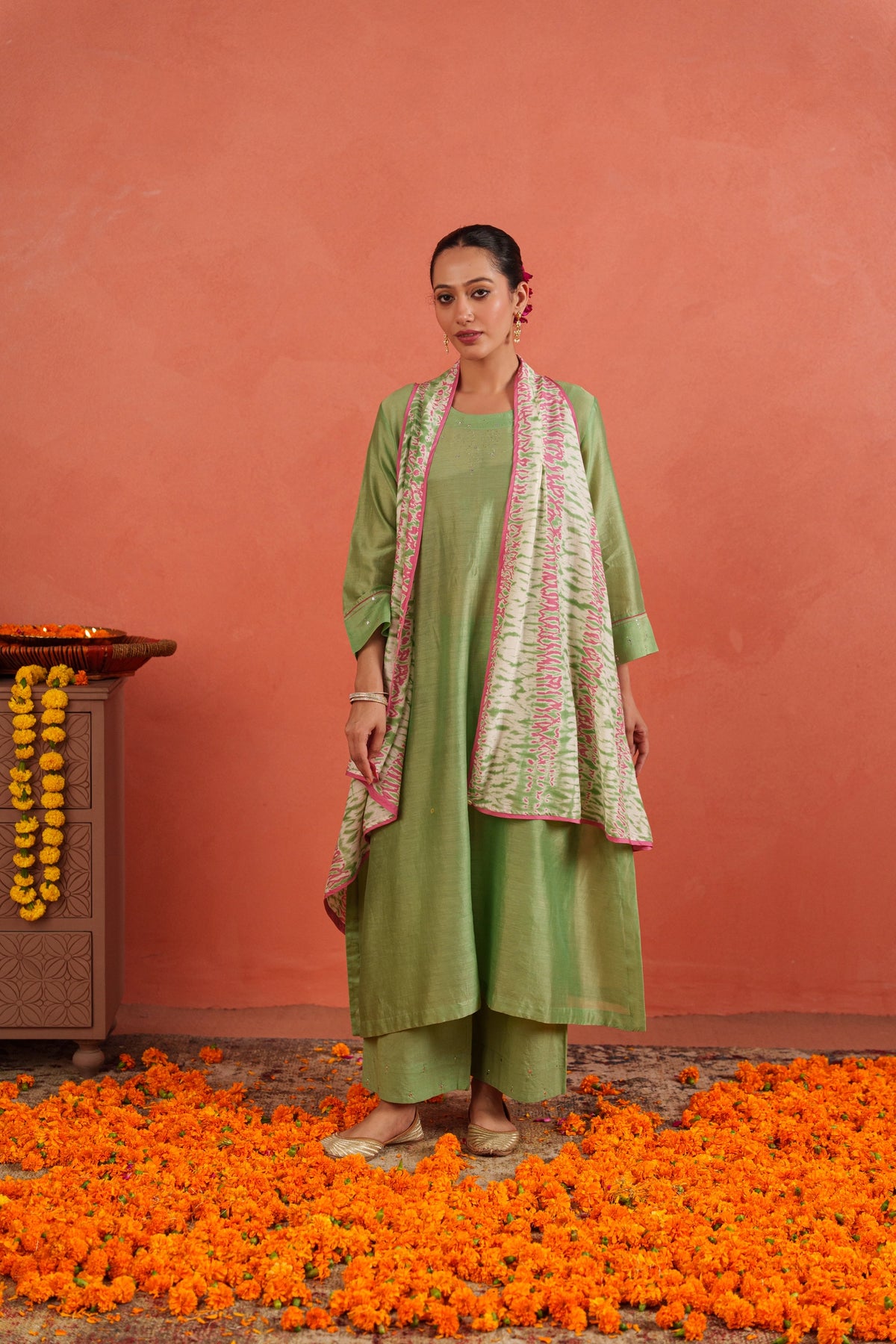 Pista Overlay A-line Kurta