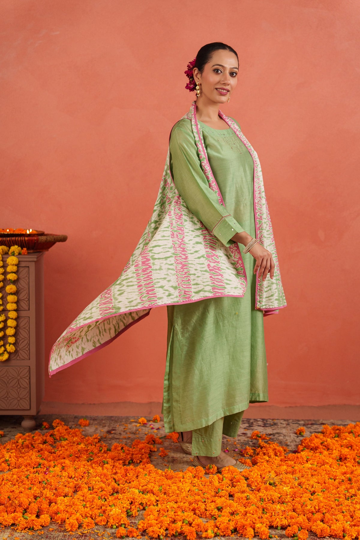 Pista Overlay A-line Kurta