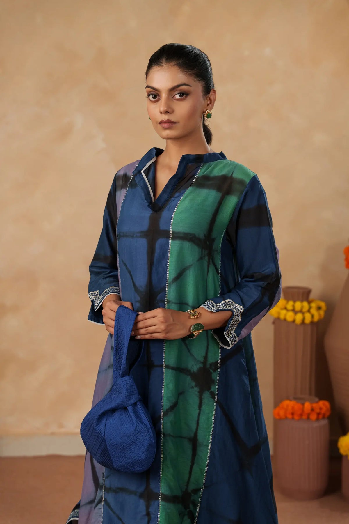 French Shibori Kurta