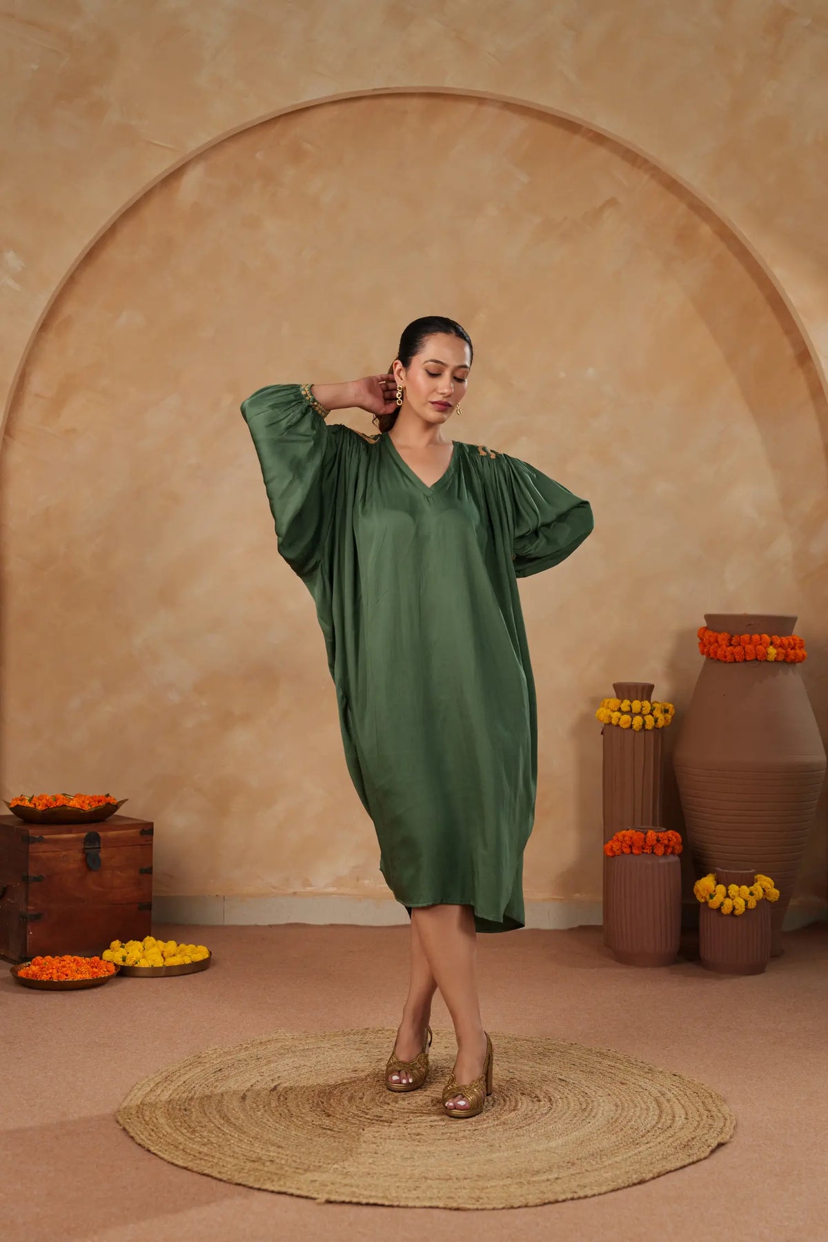 Dolman Dress - Moss Green