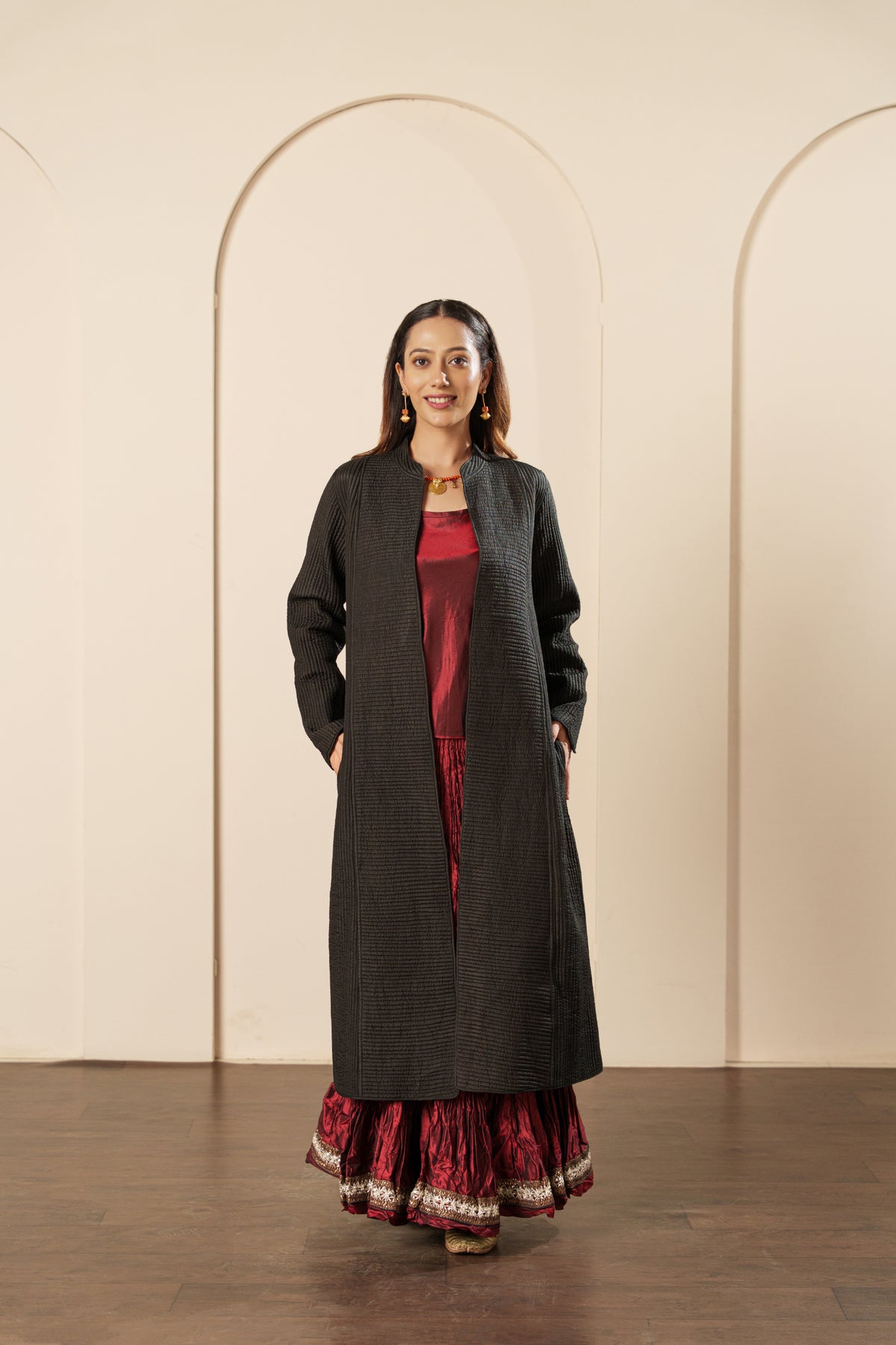 Long Straight Coat - Silk