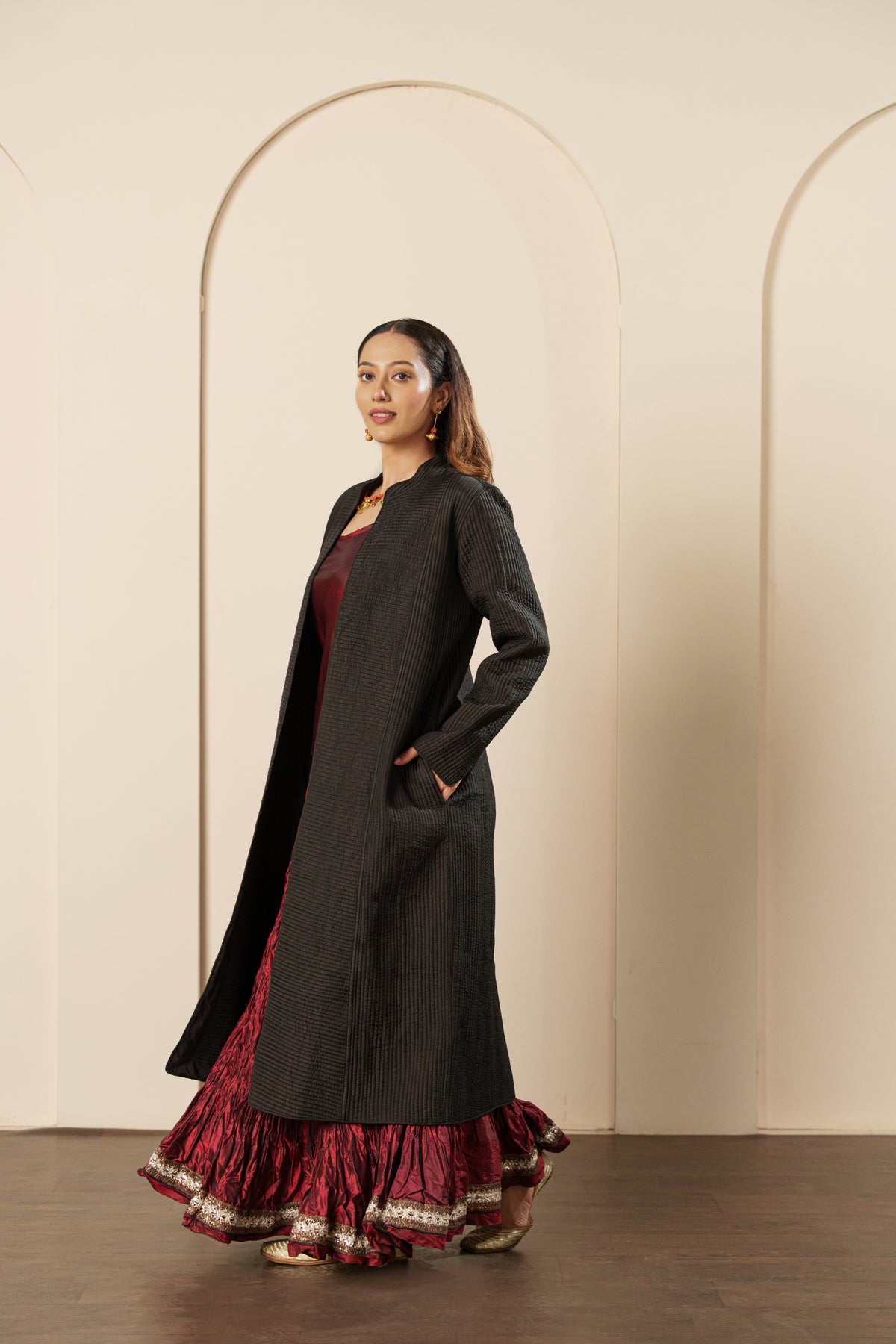 Long Straight Coat - Silk