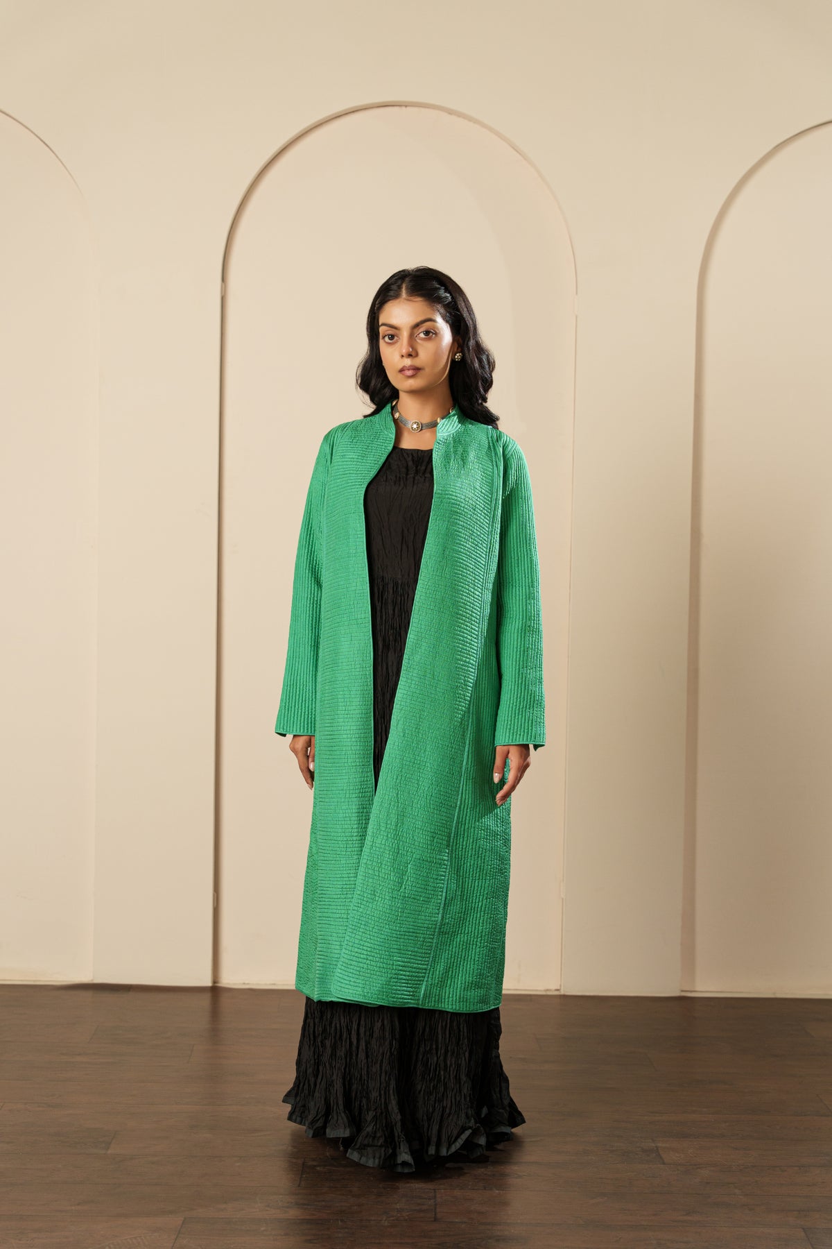 Long Straight Coat - Silk