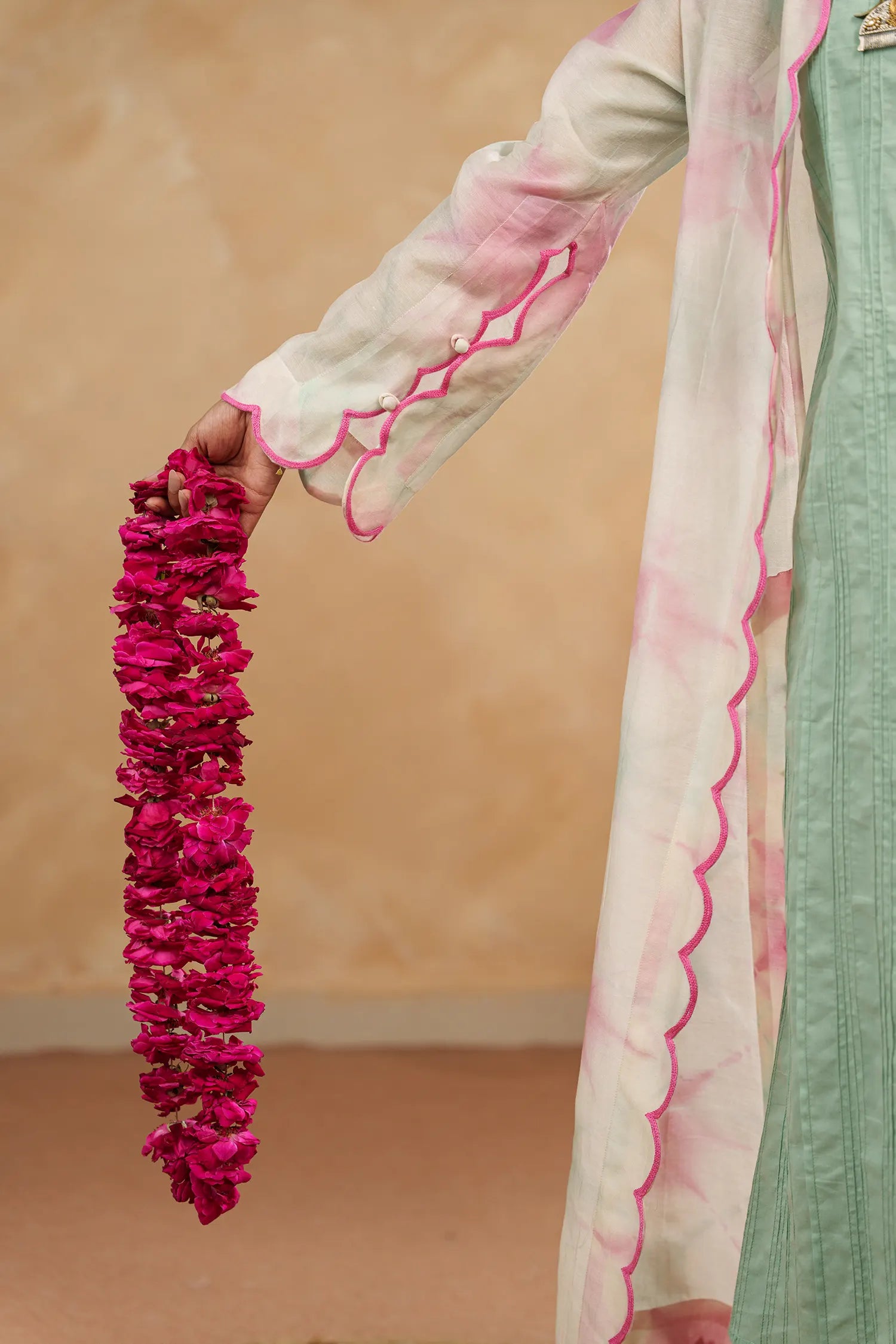 Rose Overlay Jacket Kurta