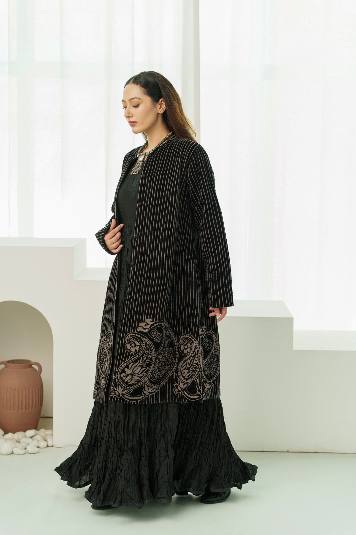 A-line Coat - Silk Velvet