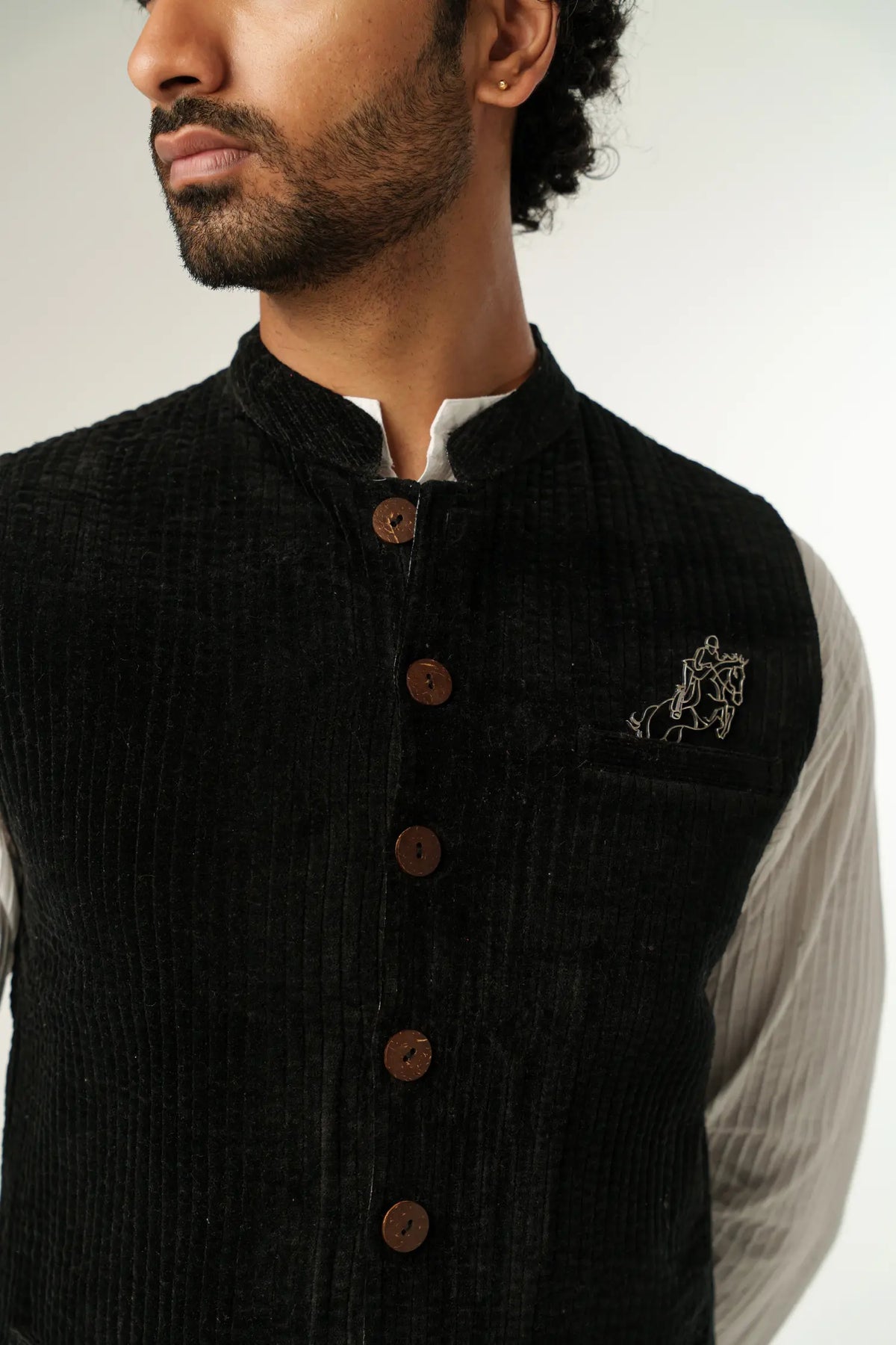 Men's Nehru Vest - Cotton Velvet
