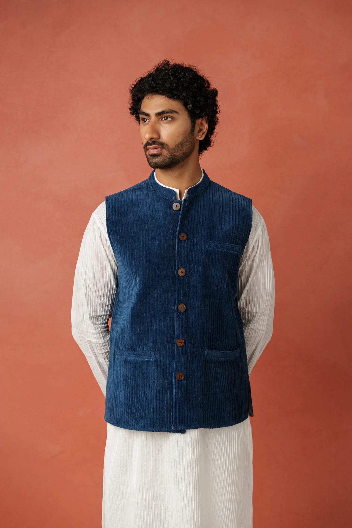 Men's Nehru Vest - Cotton Velvet