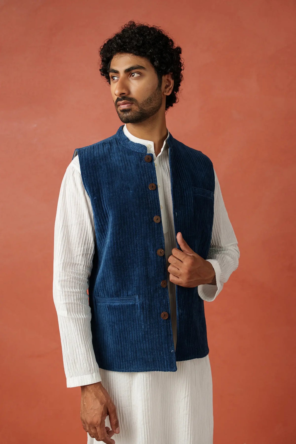 Men's Nehru Vest - Cotton Velvet