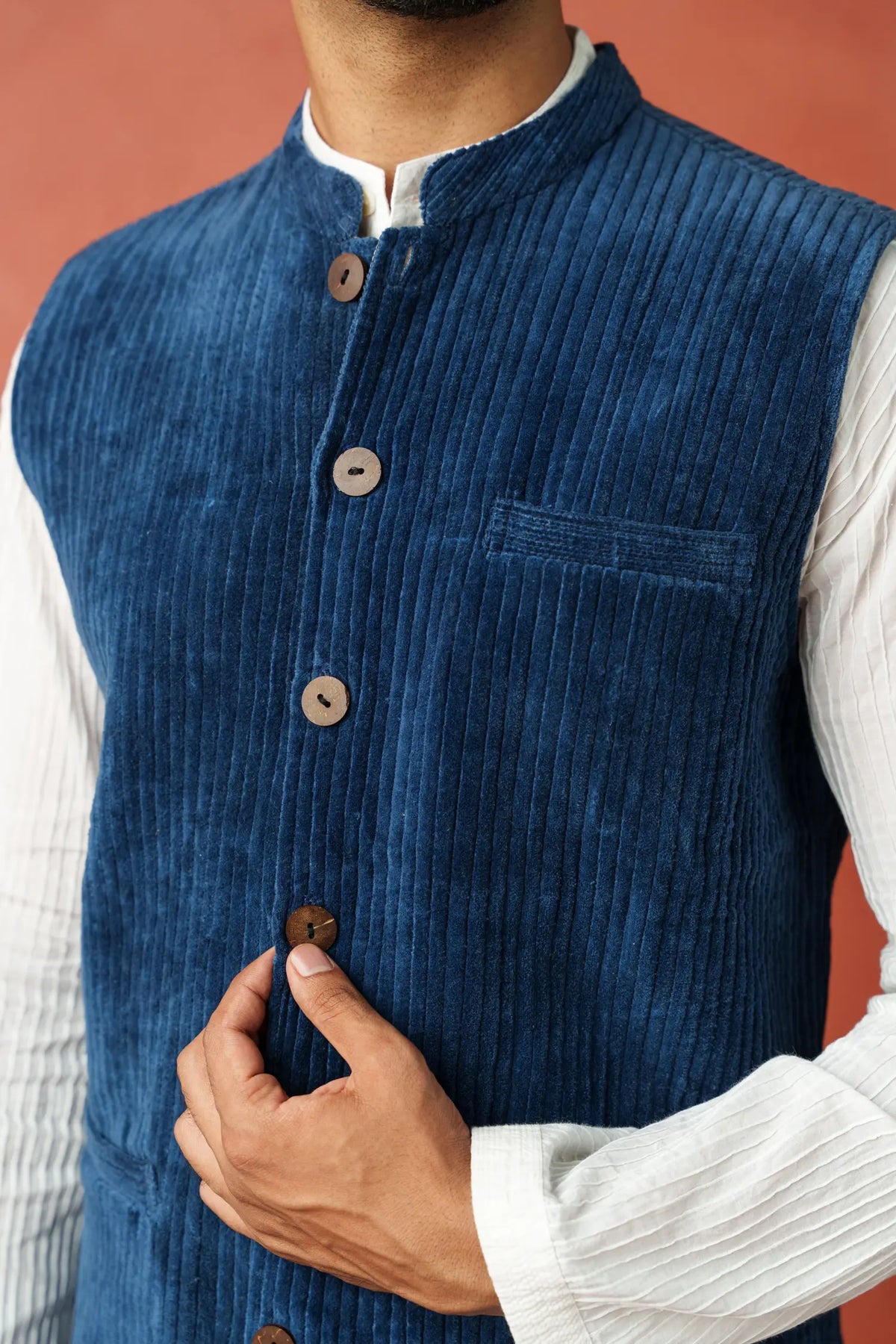 Men's Nehru Vest - Cotton Velvet