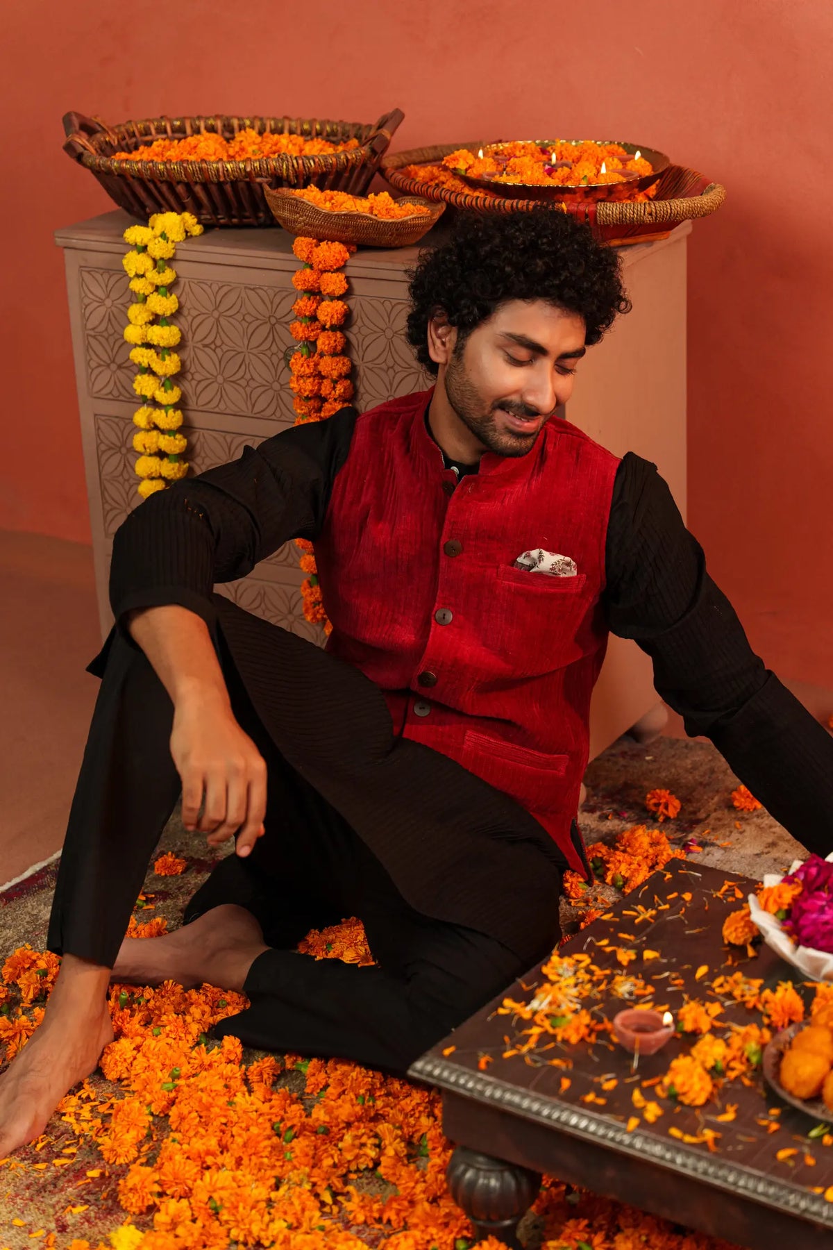 Men's Nehru Vest - Cotton Velvet