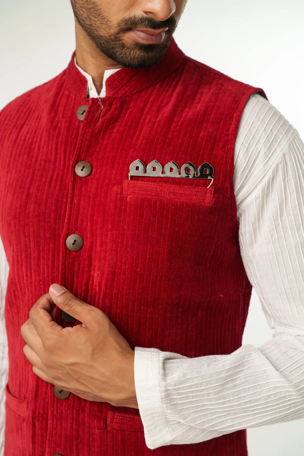 Men's Nehru Vest - Cotton Velvet
