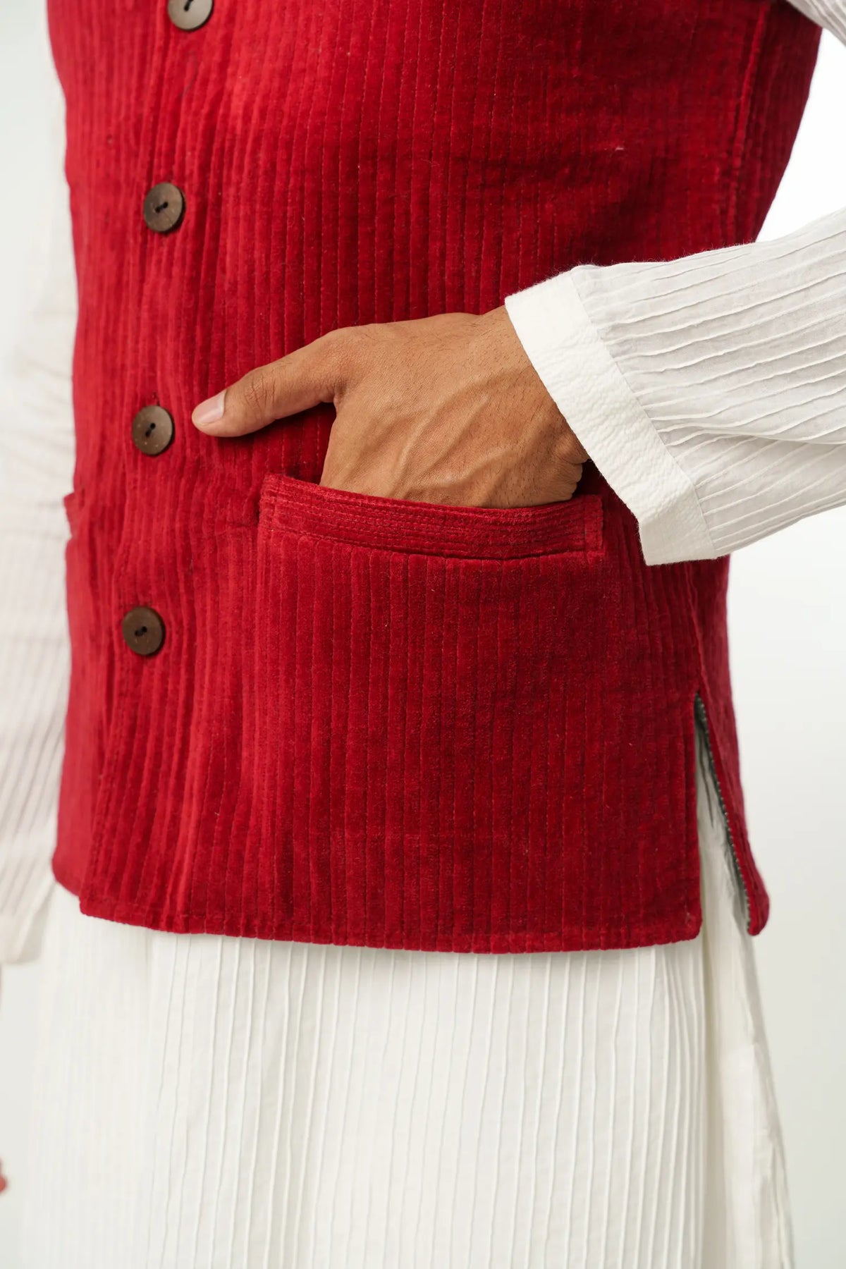 Men's Nehru Vest - Cotton Velvet