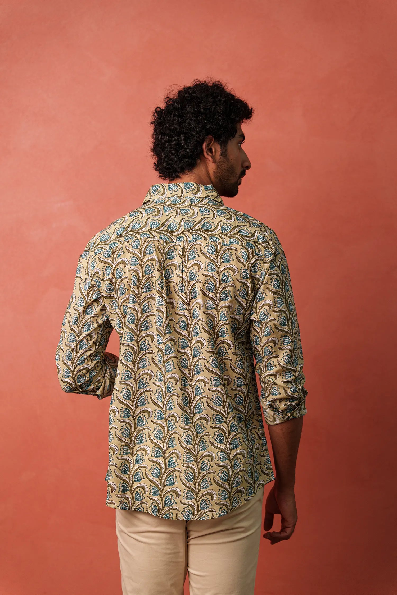 Men's Handblock Printed Office Shirt