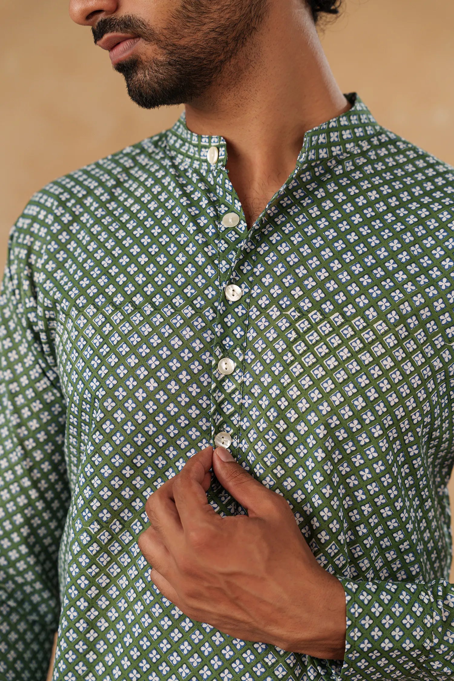 Men's Handblock Printed Guru shirt