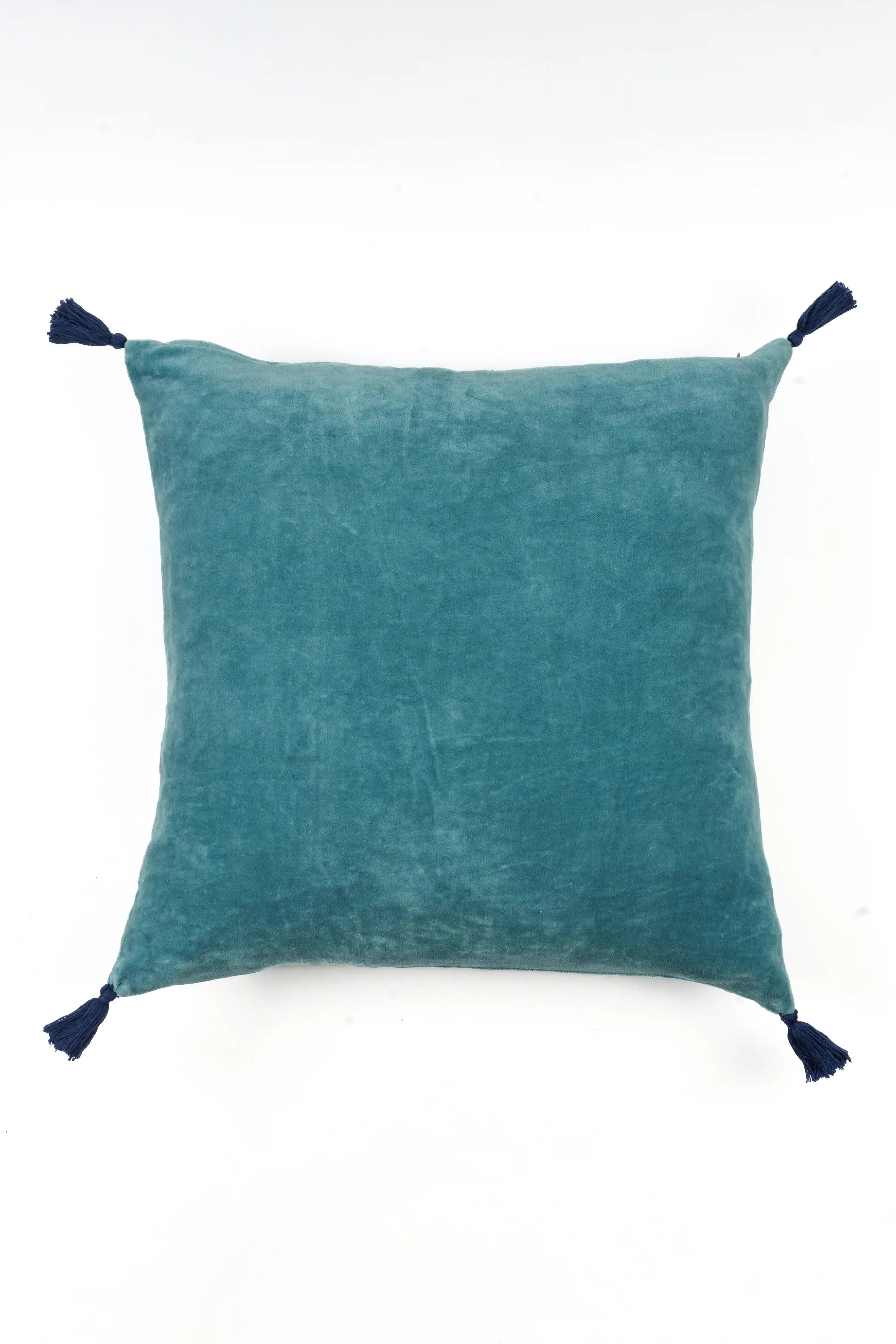 Cotton Velvet Cushion Cover - Aqua