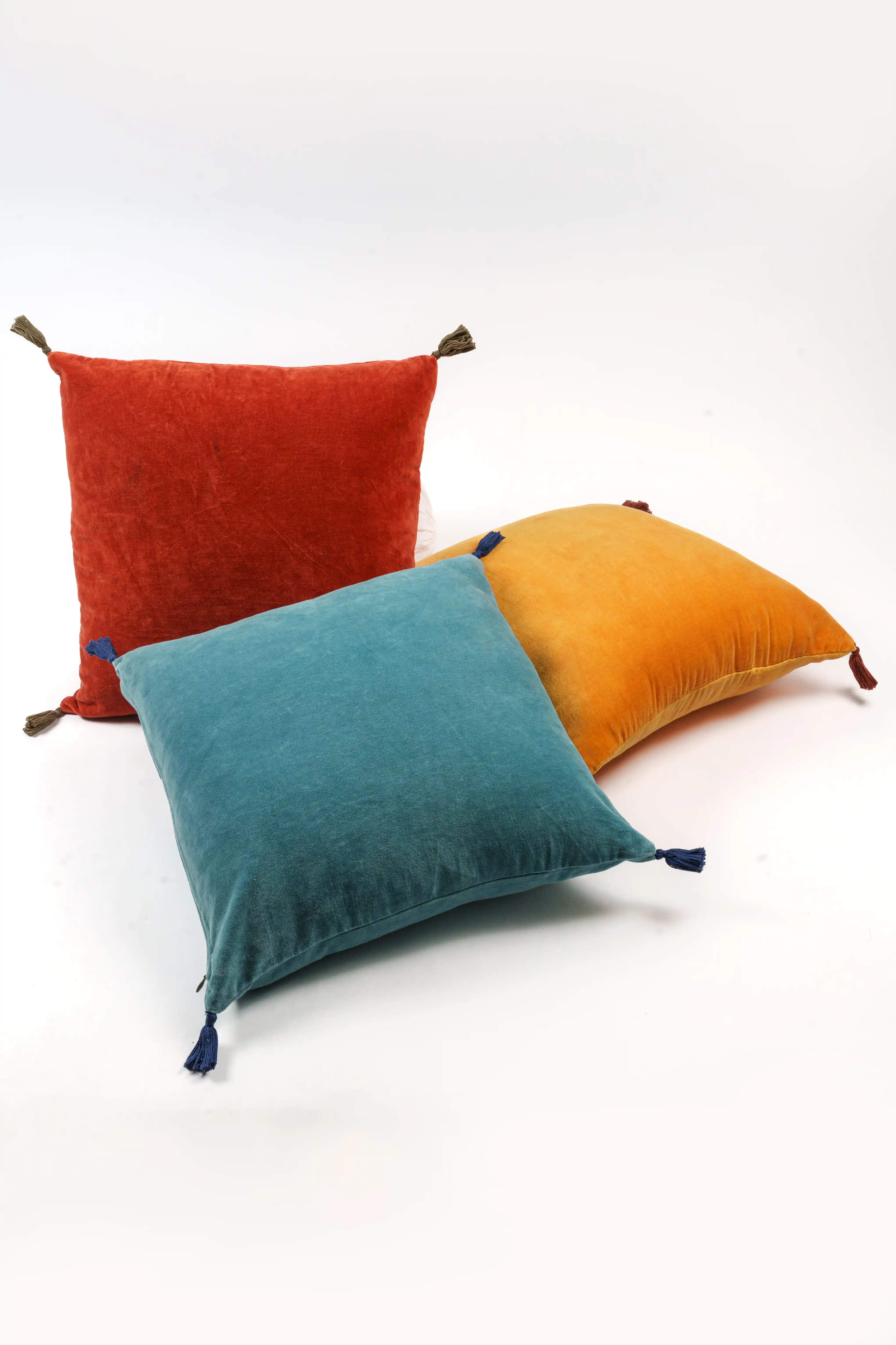 Cotton Velvet Cushion Cover - Aqua