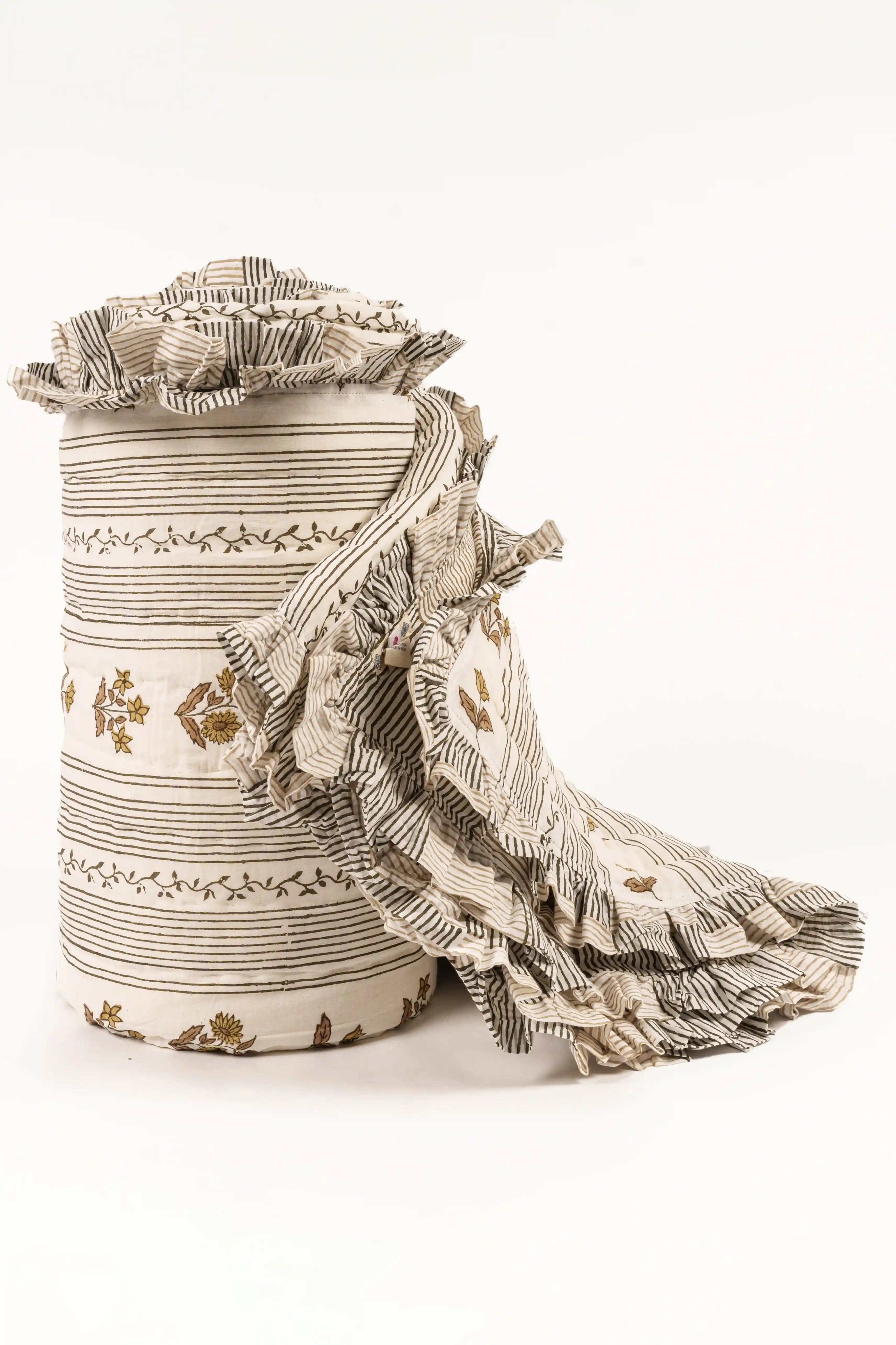 Gulnaar Stripe Ruffle Cotton Quilt