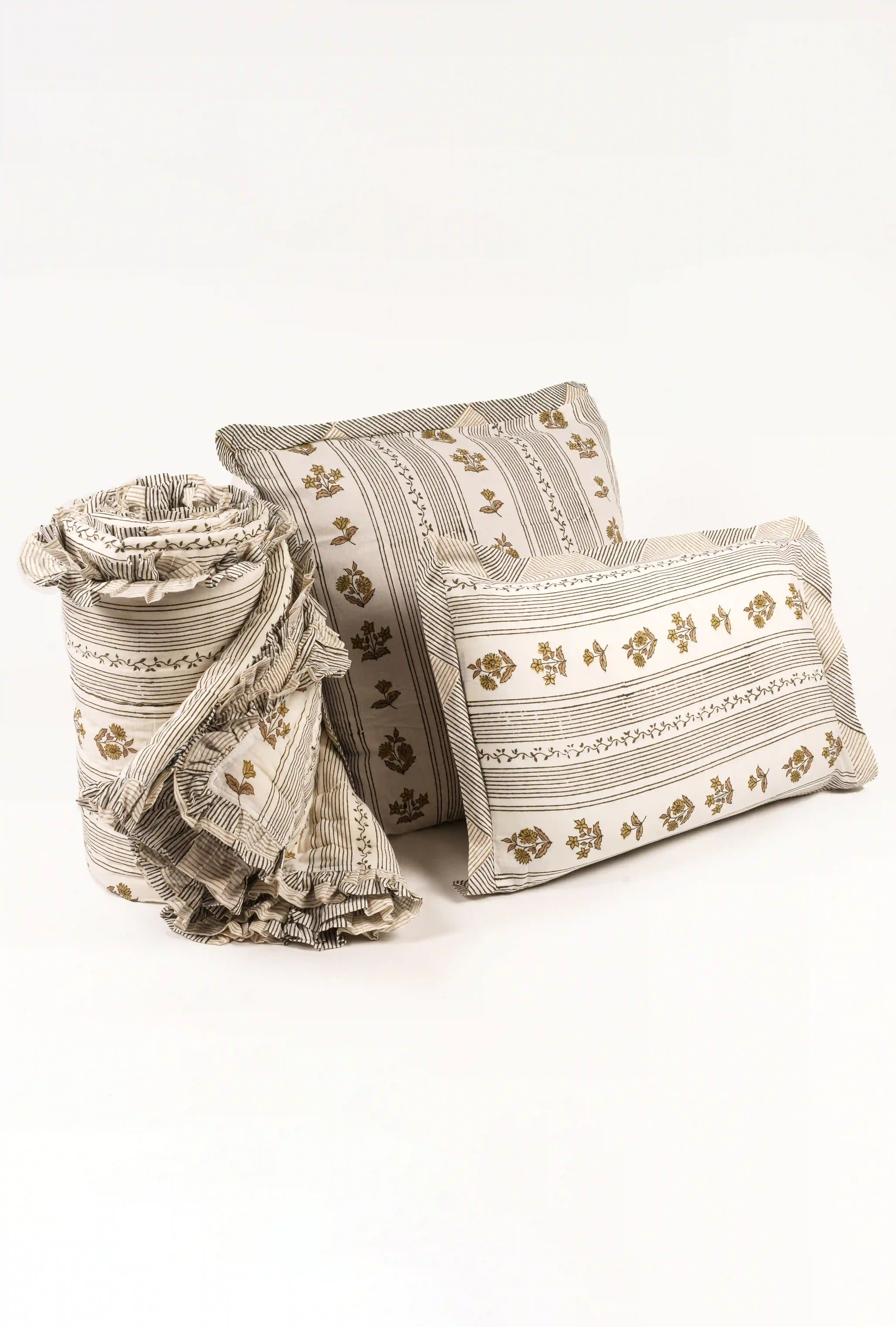 Gulnaar Stripe Ruffle Cotton Quilt
