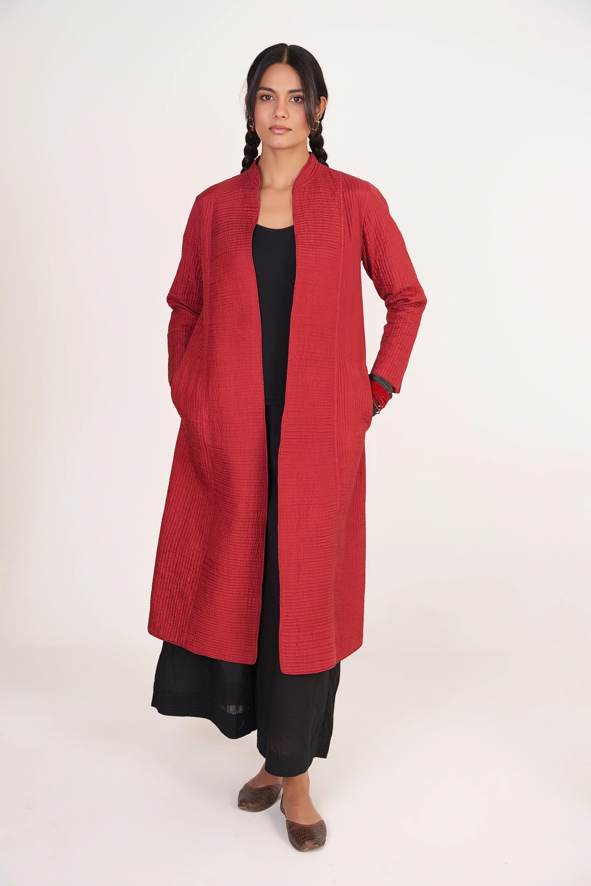Silk Straight Long Coat
